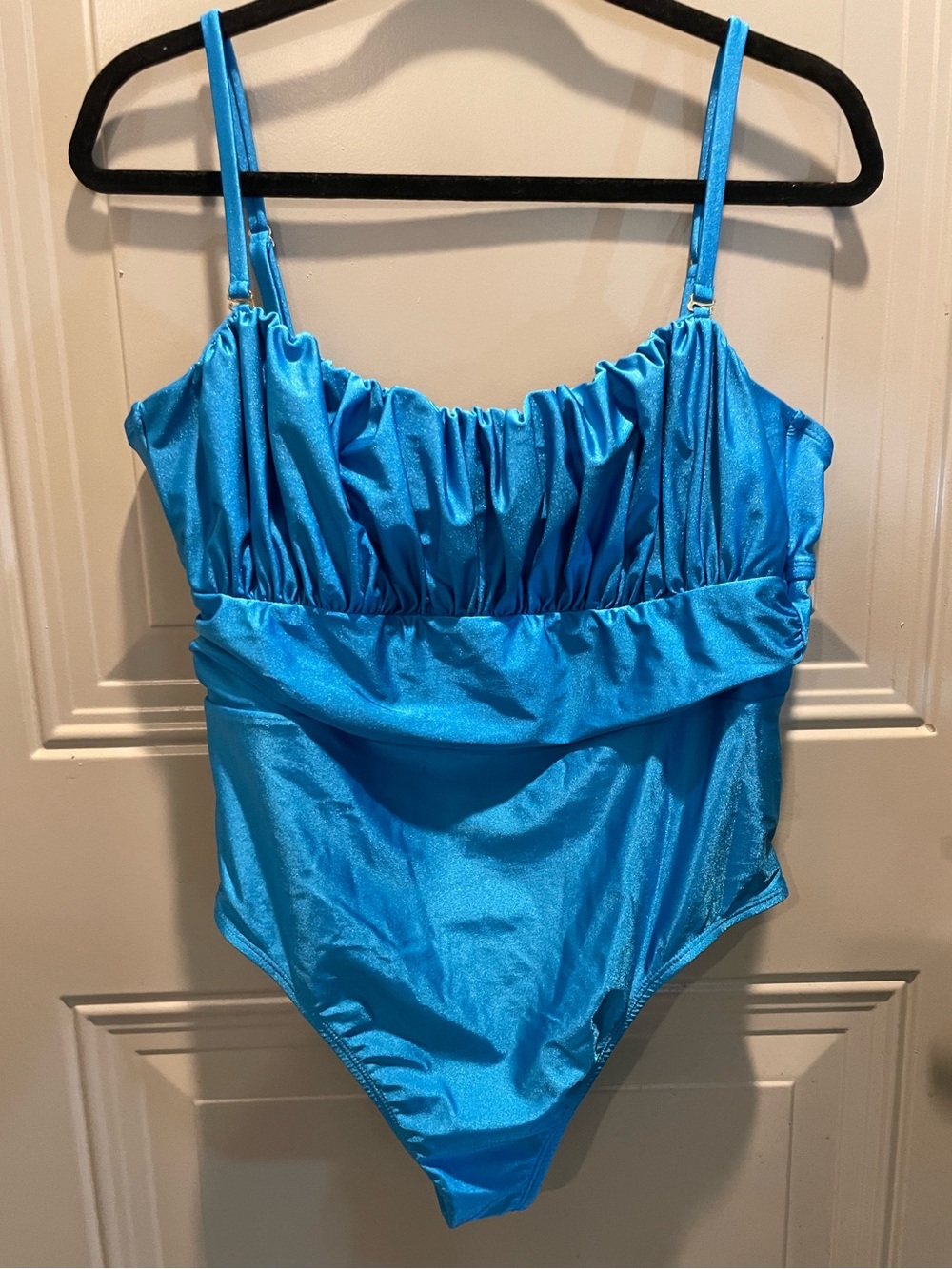 Time and Tru Shiny Bright Blue One-Piece